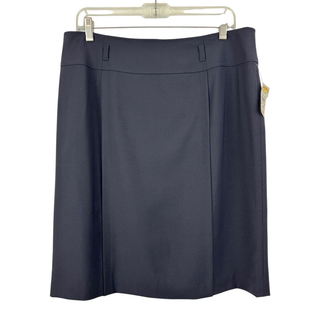Talbots Skirt Size 14P Wool Lined Blue Career Professional Stretch Petite Office